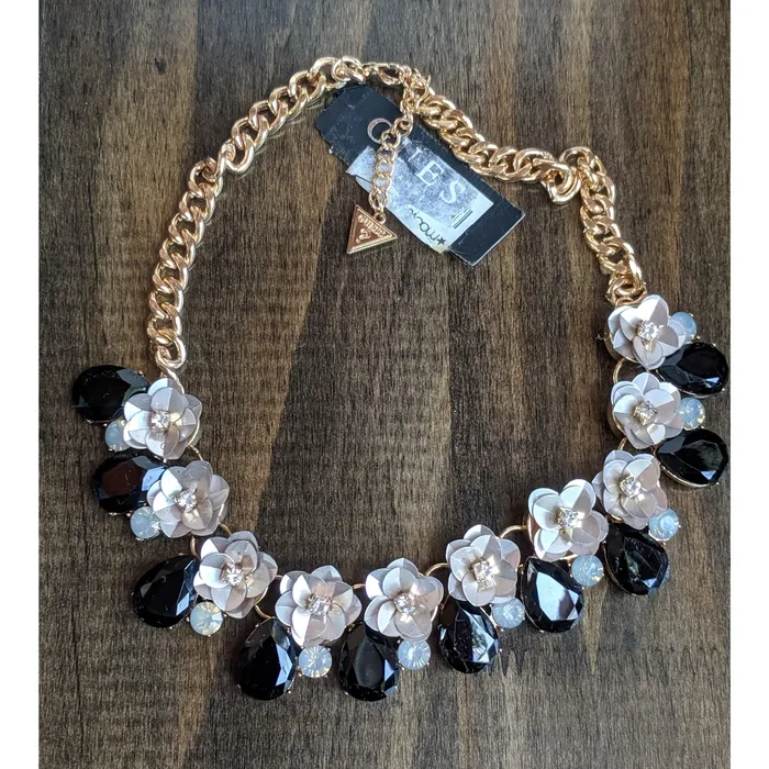 Guess Flower Inspired Black and White Necklace and Bracelet SET or Pieces Macys Necklaces Guess Flower Inspired Black and White Necklace and Bracelet SET or Pieces Macys Necklaces