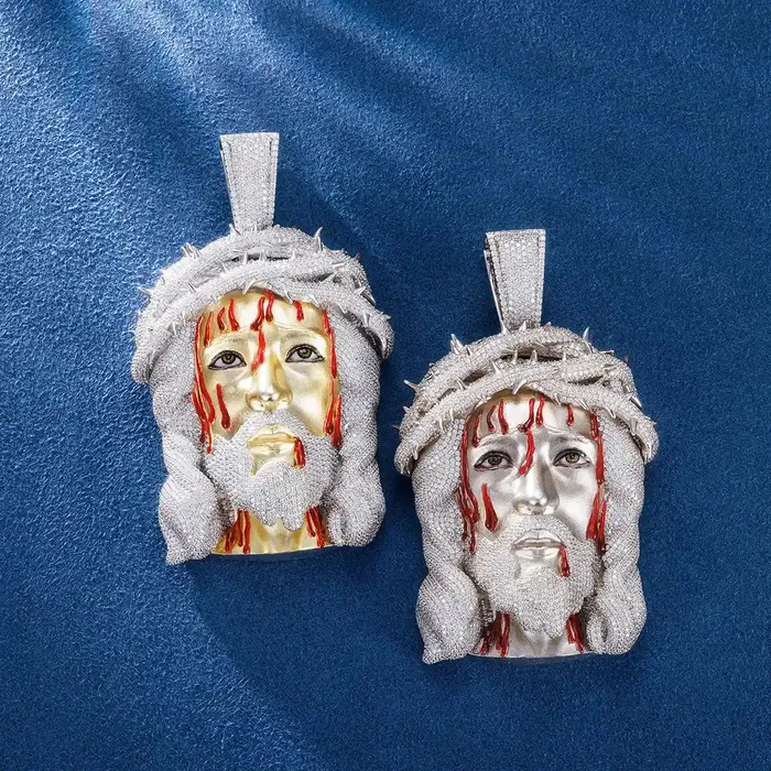 icezeusshop Necklaces Custom Blood Dripping Jesus Face Pendant