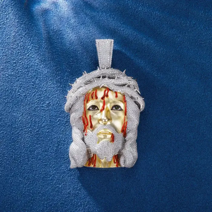 icezeusshop Necklaces Custom Blood Dripping Jesus Face Pendant