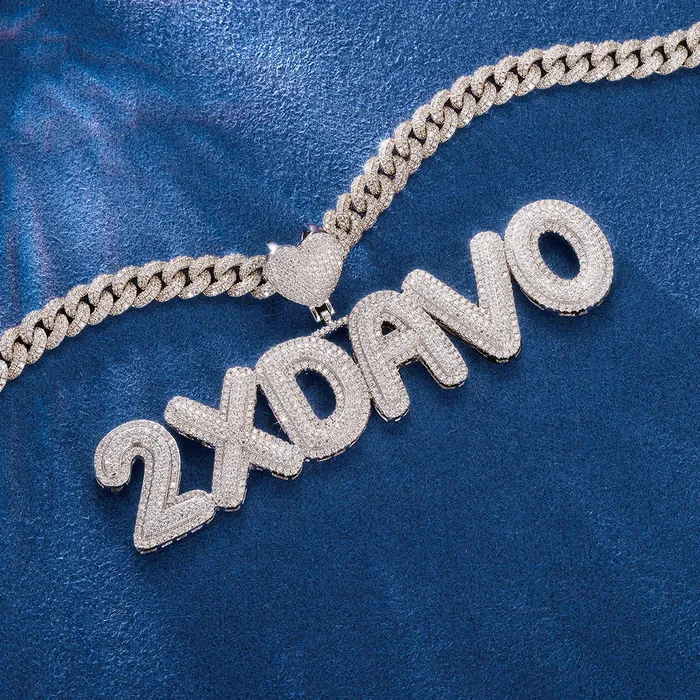 icezeusshop Necklaces Custom Heart Bail Letter Pendant
