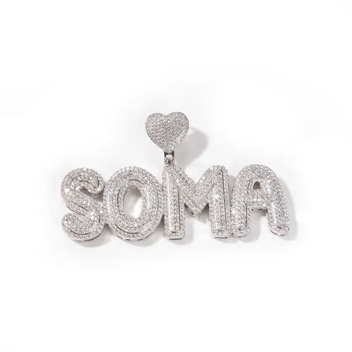 icezeusshop Necklaces Custom Heart Bail Letter Pendant