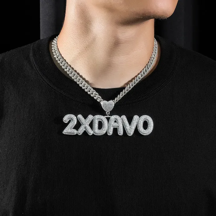 icezeusshop Necklaces Custom Heart Bail Letter Pendant