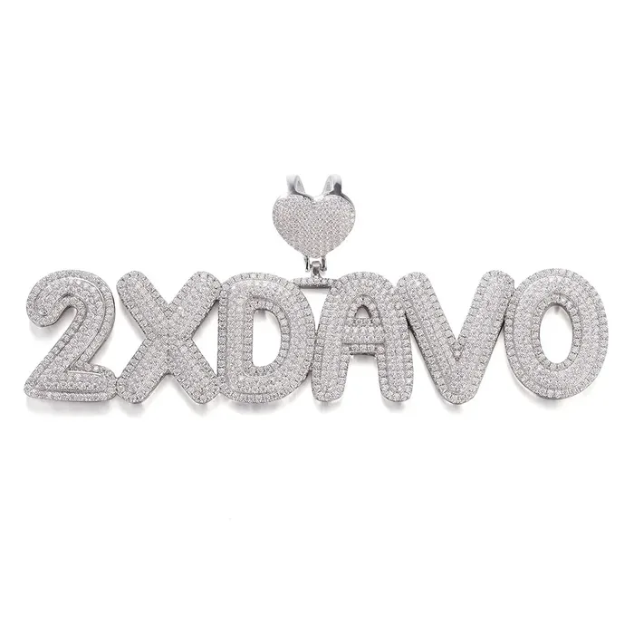 icezeusshop Necklaces Custom Heart Bail Letter Pendant