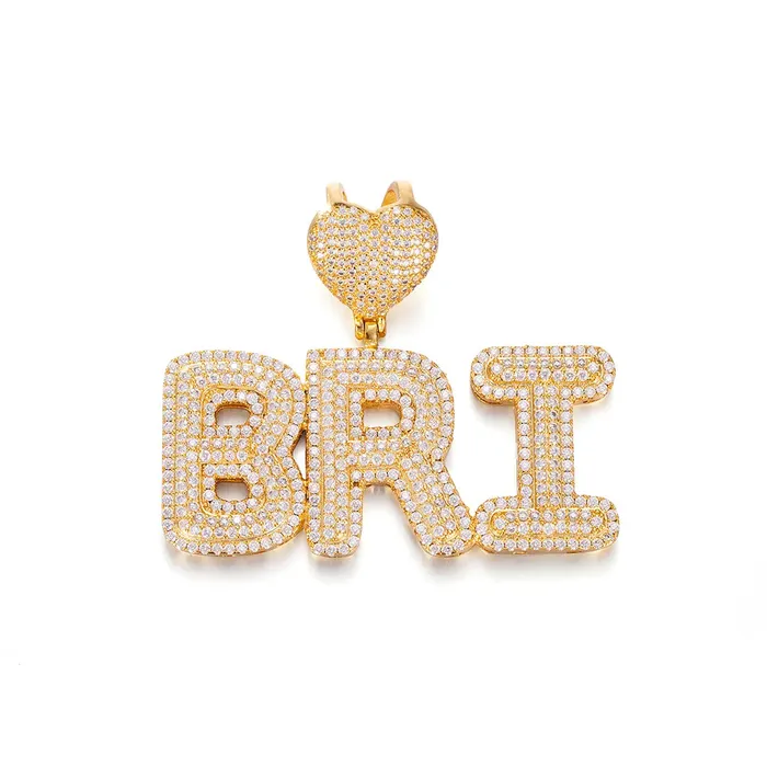 icezeusshop Necklaces Custom Heart Bail Letter Pendant