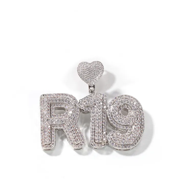 icezeusshop Necklaces Custom Heart Bail Letter Pendant