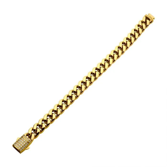 INOX JEWELRY Bracelets Lab Grown Diamond 18K Gold Plated Stainless Steel 12mm Miami Cuban Chain Bracelet with Double Tab Box Clasp INOX JEWELRY Bracelets Lab Grown Diamond 18K Gold Plated Stainless Steel 12mm Miami Cuban Chain Bracelet with Double Tab Box Clasp