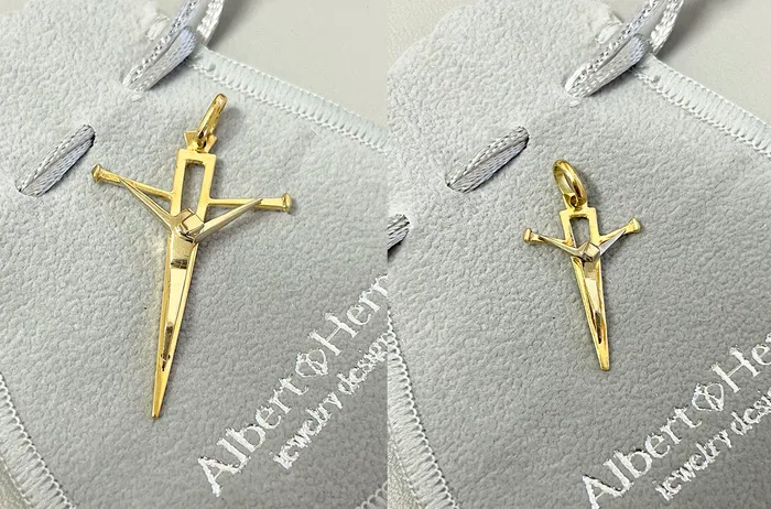 Pendant 18kt Gold Crucifix CrissCross 2 Sizes Albert Hern Necklaces Pendant 18kt Gold Crucifix CrissCross 2 Sizes Albert Hern Necklaces