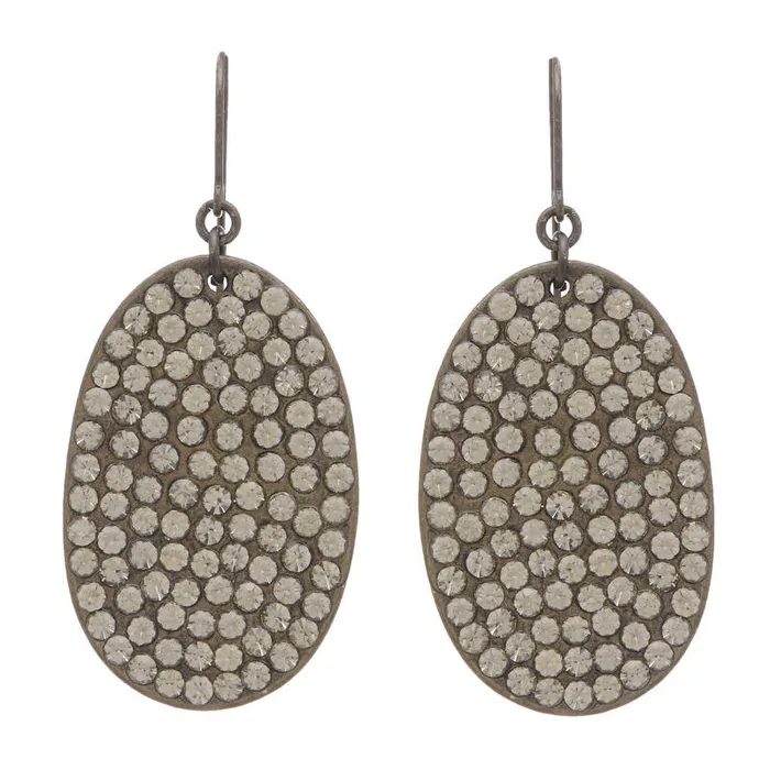 Rebel Designs Inc Earrings Oval Crystal Drop Earrings