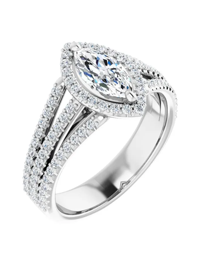 Rings acredo USA Diamond Halo 3 Row Engagement Ring Lt 12 ct tw