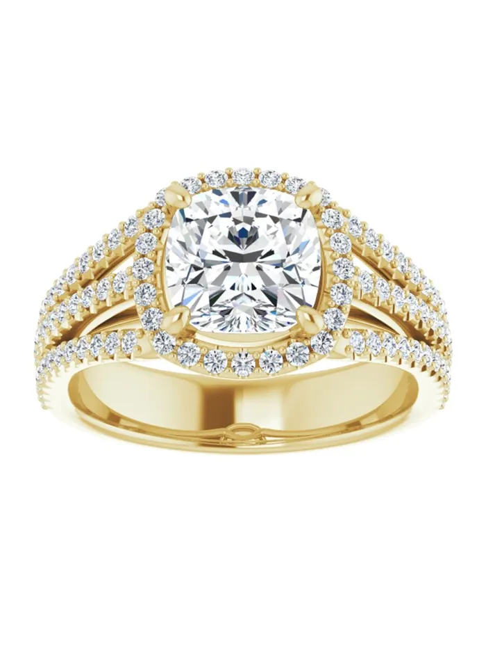Rings acredo USA Diamond Halo 3 Row Engagement Ring Lt 12 ct tw