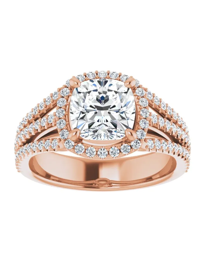 Rings acredo USA Diamond Halo 3 Row Engagement Ring Lt 12 ct tw