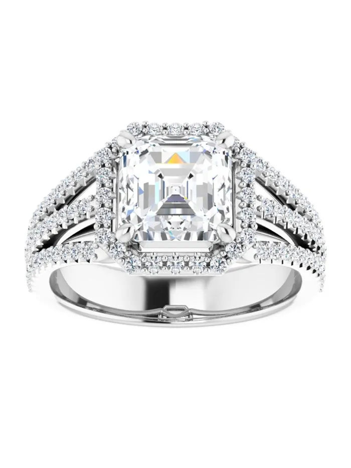 Rings acredo USA Diamond Halo 3 Row Engagement Ring Lt 12 ct tw