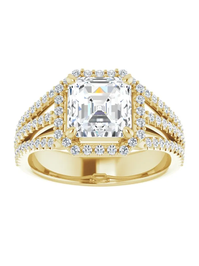 Rings acredo USA Diamond Halo 3 Row Engagement Ring Lt 12 ct tw
