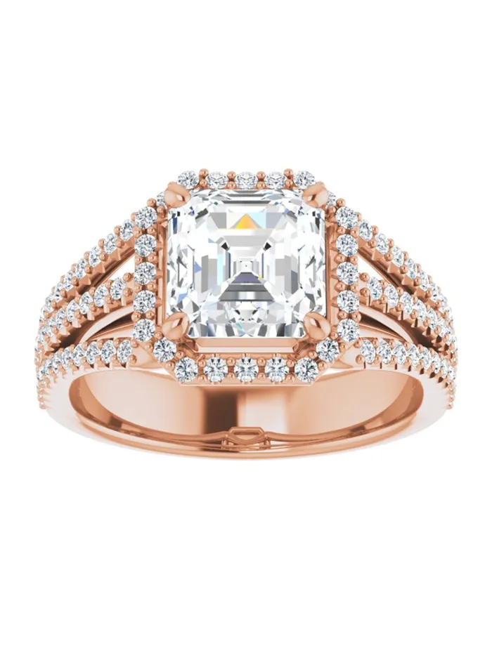Rings acredo USA Diamond Halo 3 Row Engagement Ring Lt 12 ct tw