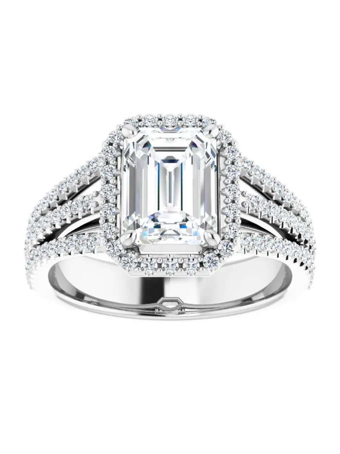 Rings acredo USA Diamond Halo 3 Row Engagement Ring Lt 12 ct tw