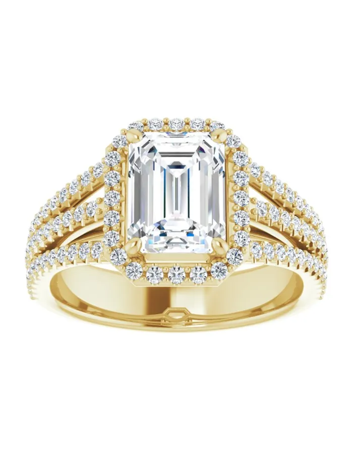 Rings acredo USA Diamond Halo 3 Row Engagement Ring Lt 12 ct tw