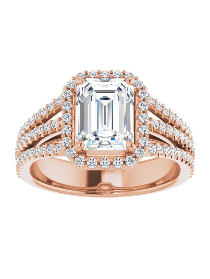 Rings acredo USA Diamond Halo 3 Row Engagement Ring Lt 12 ct tw