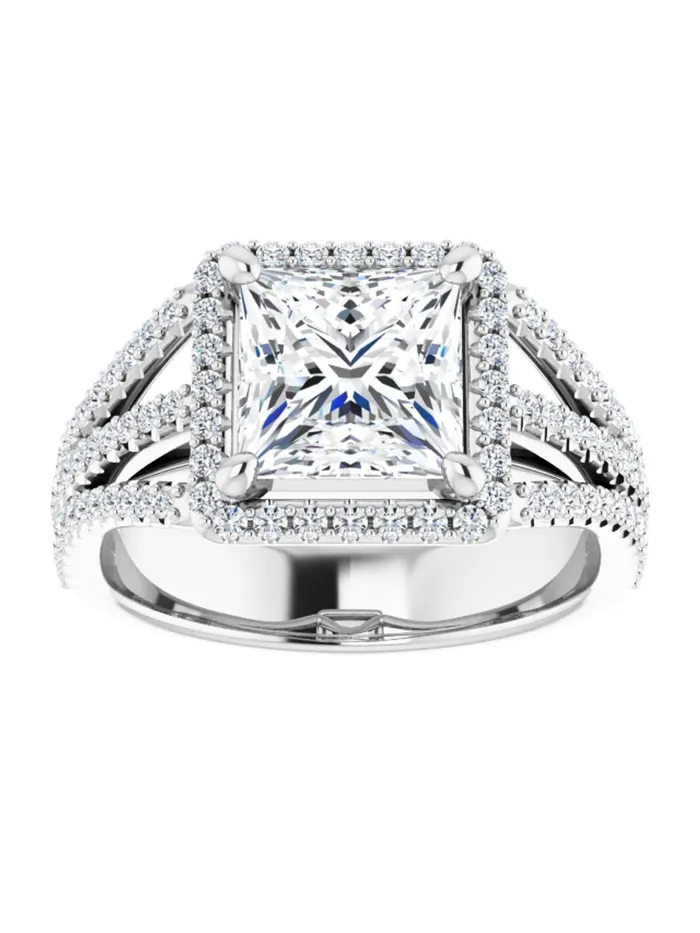 Rings acredo USA Diamond Halo 3 Row Engagement Ring Lt 12 ct tw
