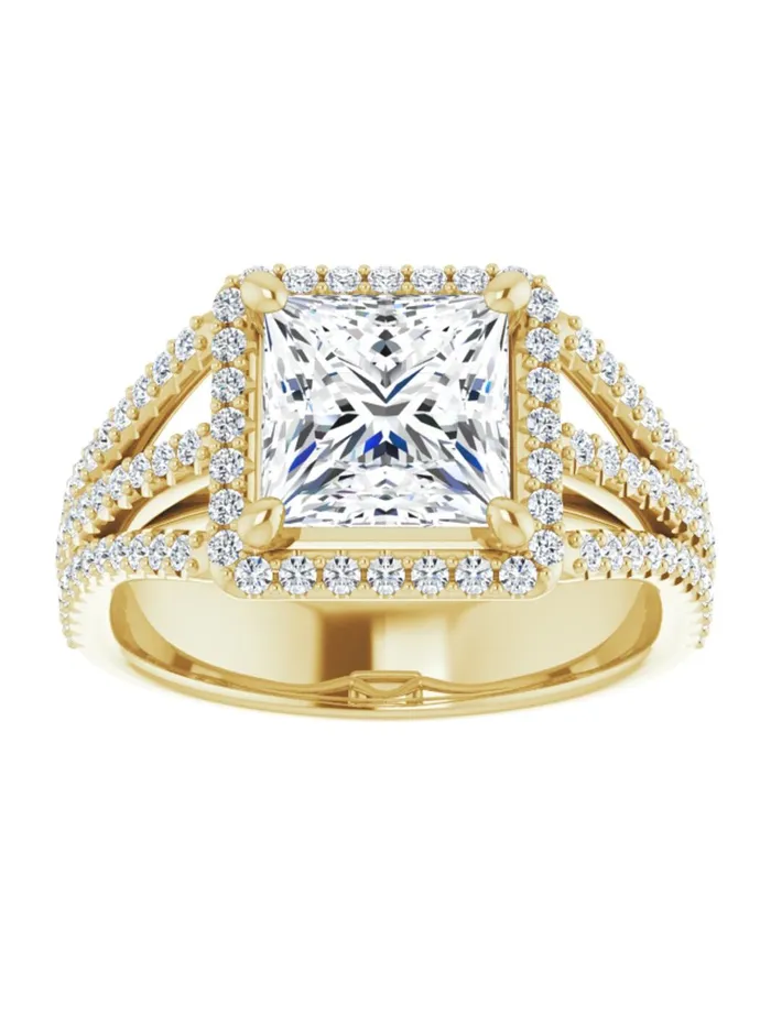 Rings acredo USA Diamond Halo 3 Row Engagement Ring Lt 12 ct tw