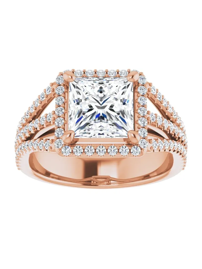 Rings acredo USA Diamond Halo 3 Row Engagement Ring Lt 12 ct tw