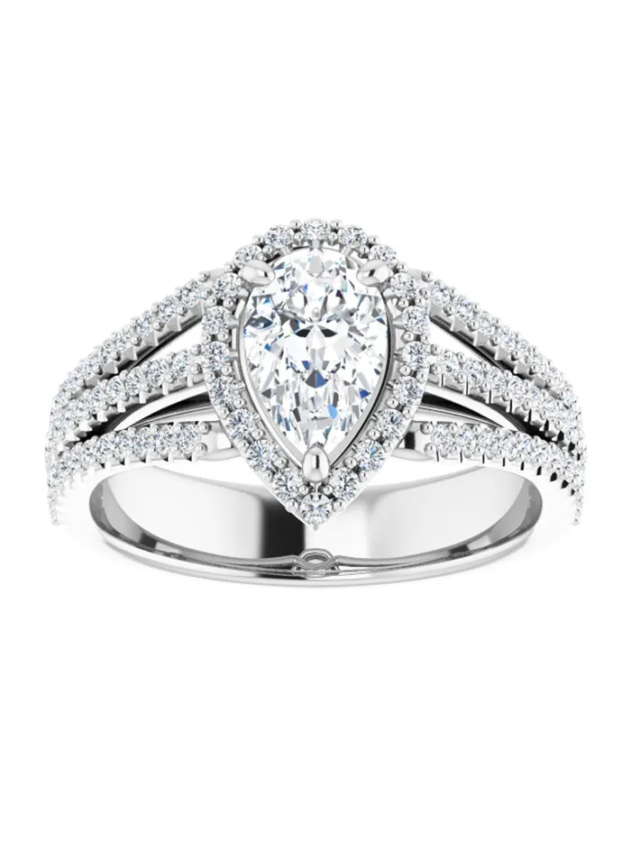 Rings acredo USA Diamond Halo 3 Row Engagement Ring Lt 12 ct tw
