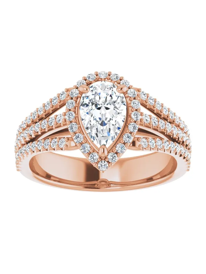 Rings acredo USA Diamond Halo 3 Row Engagement Ring Lt 12 ct tw