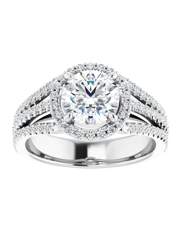 Rings acredo USA Diamond Halo 3 Row Engagement Ring Lt 12 ct tw