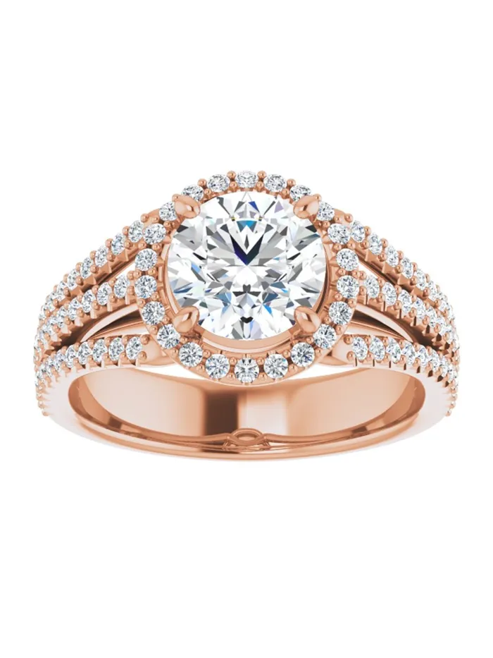 Rings acredo USA Diamond Halo 3 Row Engagement Ring Lt 12 ct tw