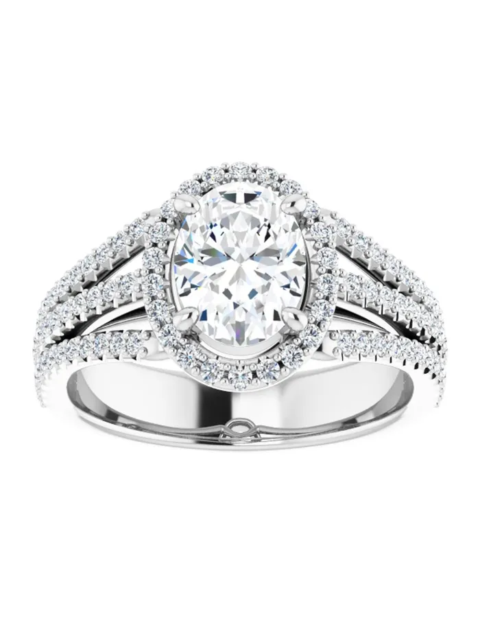 Rings acredo USA Diamond Halo 3 Row Engagement Ring Lt 12 ct tw