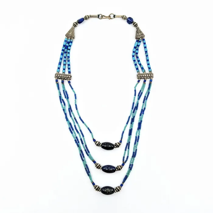 Turquoise Lapis 23 Triple Strand Necklace LV6837 Bliss Crystals Necklaces