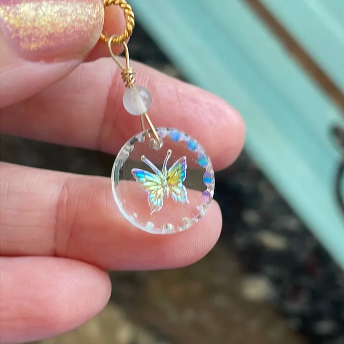 Vintage Paris Jewelry Necklaces Butterfly Intaglio Pendant Gold Filled Vintage