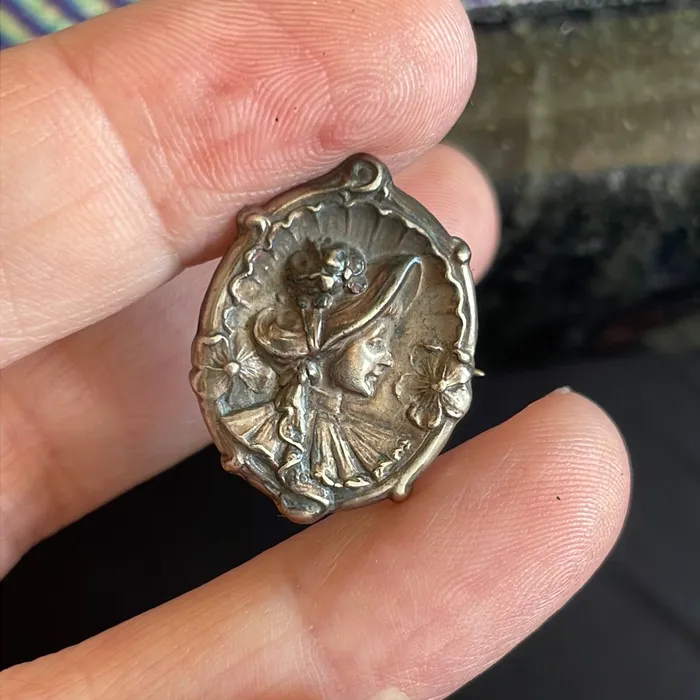 Vintage Paris Jewelry Necklaces Nouveau Lady Brooch Sterling Front Patent from 1904 stamped Antique Vintage Paris Jewelry Necklaces Nouveau Lady Brooch Sterling Front Patent from 1904 stamped Antique