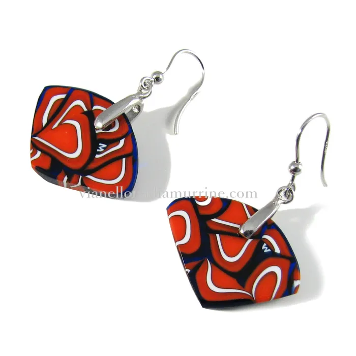 VN Murrine Earrings Murano glass fanshaped earrings Fantasy