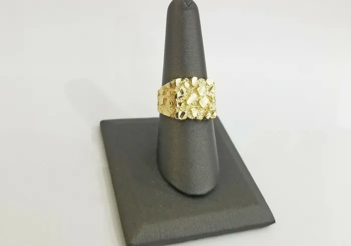 10k Real yellow Gold Nugget men Ring Sizable casual squared gold ring 10kt Globalwatches10 Rings 10k Real yellow Gold Nugget men Ring Sizable casual squared gold ring 10kt Globalwatches10 Rings