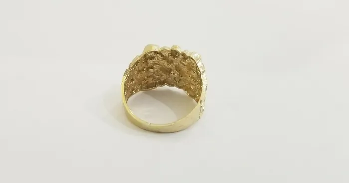 10k Real yellow Gold Nugget men Ring Sizable casual squared gold ring 10kt Globalwatches10 Rings