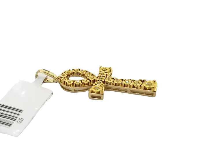 10K Yellow Gold Cross Pendent Real Yellow Diamond Jesus Charm Religious GlobalWatches10 Charm Necklaces
