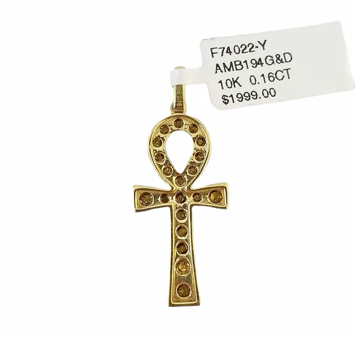10K Yellow Gold Cross Pendent Real Yellow Diamond Jesus Charm Religious GlobalWatches10 Charm Necklaces