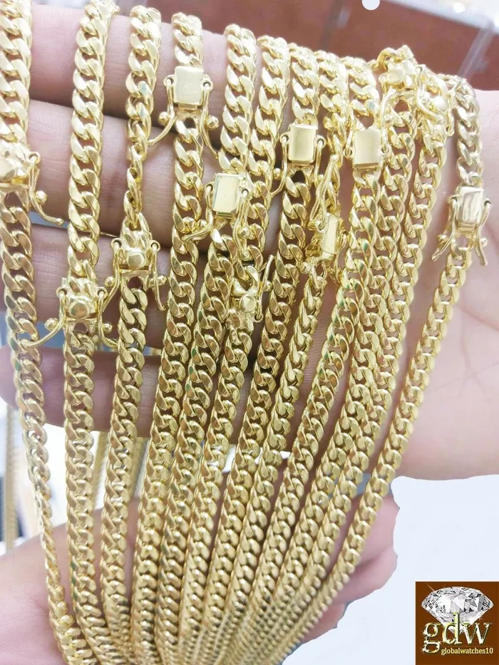 10K Yellow Gold Mens 6mm Miami Cuban Chain With Box Lock 26 LongReal Gold Gold and Diamond Necklaces