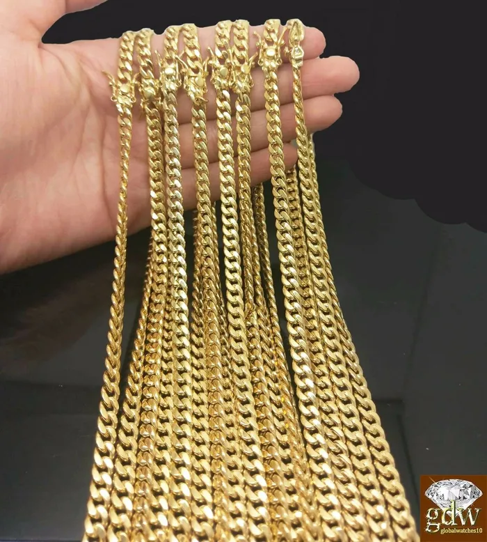 10K Yellow Gold Mens 6mm Miami Cuban Chain With Box Lock 26 LongReal Gold Gold and Diamond Necklaces