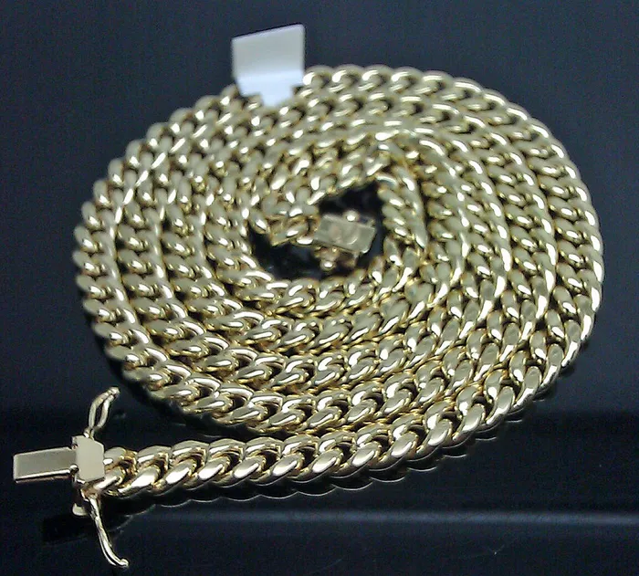 10K Yellow Gold Mens 6mm Miami Cuban Chain With Box Lock 26 LongReal Gold Gold and Diamond Necklaces