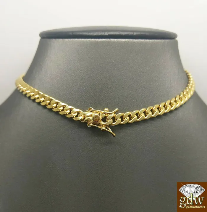 10K Yellow Gold Mens 6mm Miami Cuban Chain With Box Lock 26 LongReal Gold Gold and Diamond Necklaces