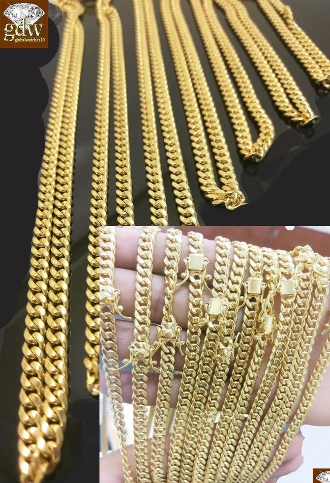 10K Yellow Gold Mens 6mm Miami Cuban Chain With Box Lock 26 LongReal Gold Gold and Diamond Necklaces