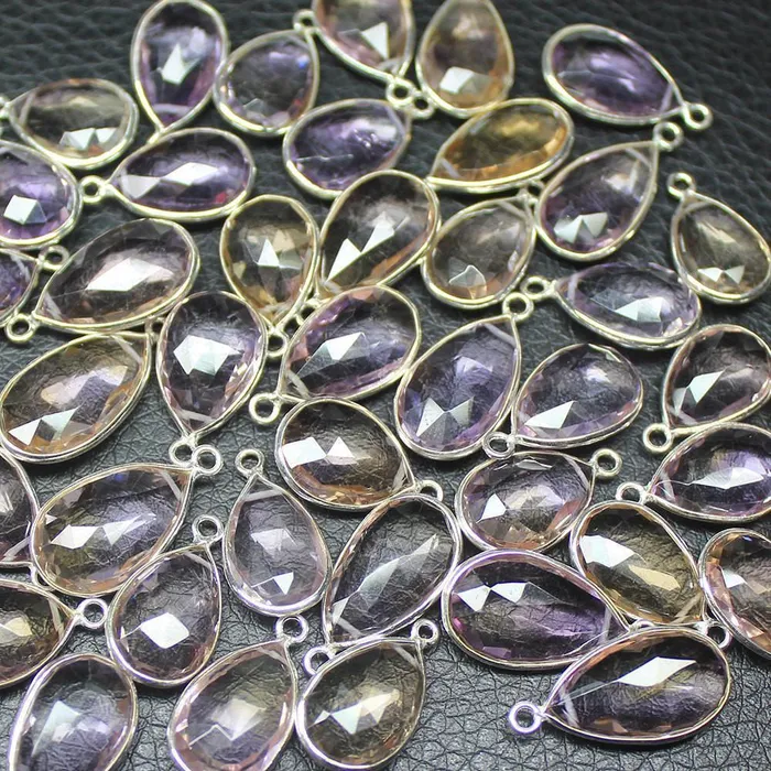 Ametrine Faceted Pear 925 Sterling Silver Charm Pendant Finding 17mm 19mm 2pc Beads Supplies USA Necklaces Ametrine Faceted Pear 925 Sterling Silver Charm Pendant Finding 17mm 19mm 2pc Beads Supplies USA Necklaces