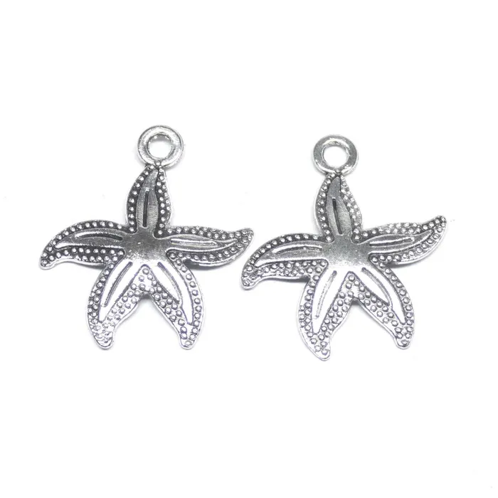 Beads Supplies USA Charm Necklaces 14 Starfish Charms Antique Silver Tone Aquatic Charm Beads Supplies USA Charm Necklaces 14 Starfish Charms Antique Silver Tone Aquatic Charm