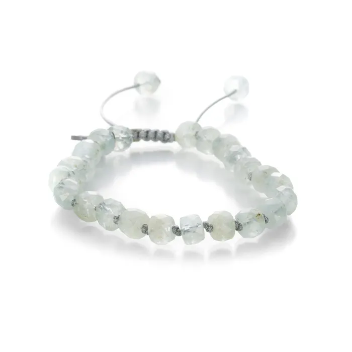 Bracelets 8mm Faceted Rondelle Aquamarine Bracelet Joseph Brooks