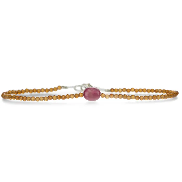 Bracelets Margaret Solow Hessonite Garnet and Ruby Bead Bracelet