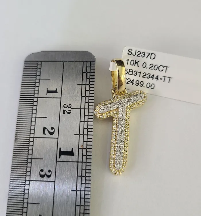 Charm Necklaces Globalwatches10 10k Yellow Gold Diamond T Charm Pendant Initial Alphabet Letter Real Genuine