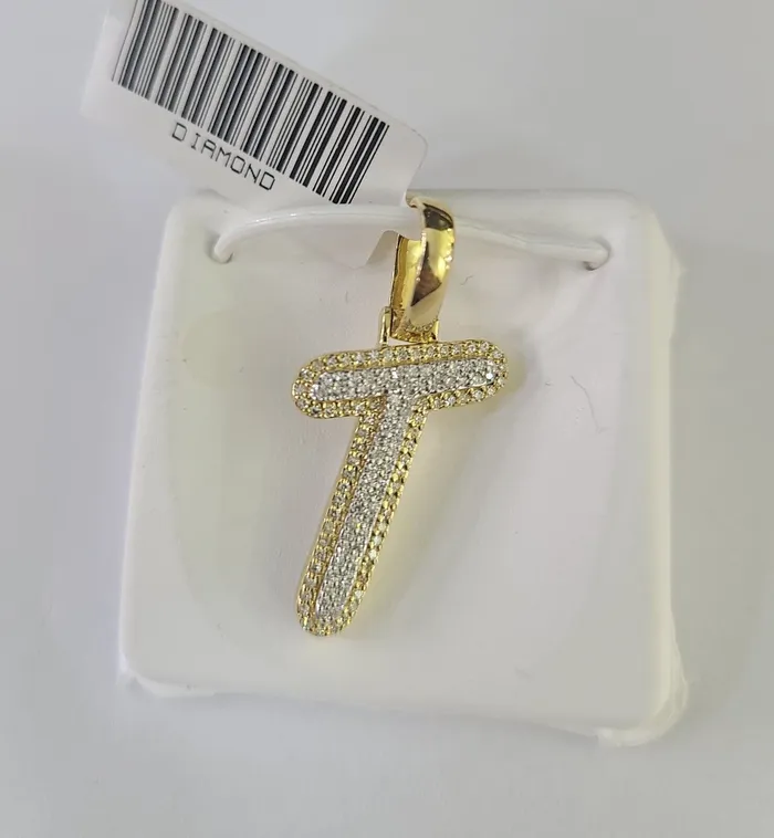 Charm Necklaces Globalwatches10 10k Yellow Gold Diamond T Charm Pendant Initial Alphabet Letter Real Genuine
