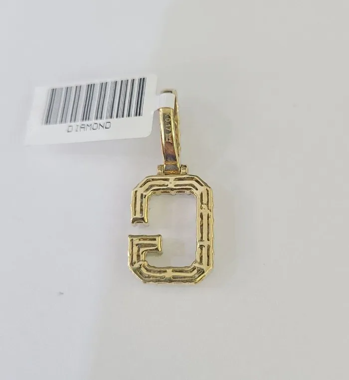 Charm Necklaces Gold and Diamond 10K Gold Miami Cuban Chain G Initial Diamond Charm Length 1826 3mm REAL