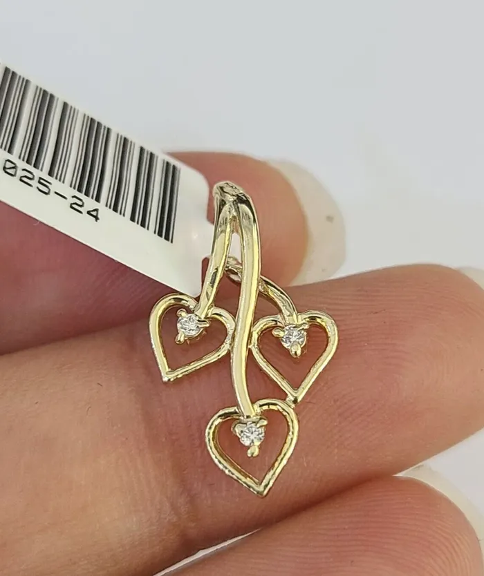 Charm Necklaces Gold and Diamond 10K Real Hearts Charm Pendant Gold 10kt Genuine Yellow Charm Necklaces Gold and Diamond 10K Real Hearts Charm Pendant Gold 10kt Genuine Yellow